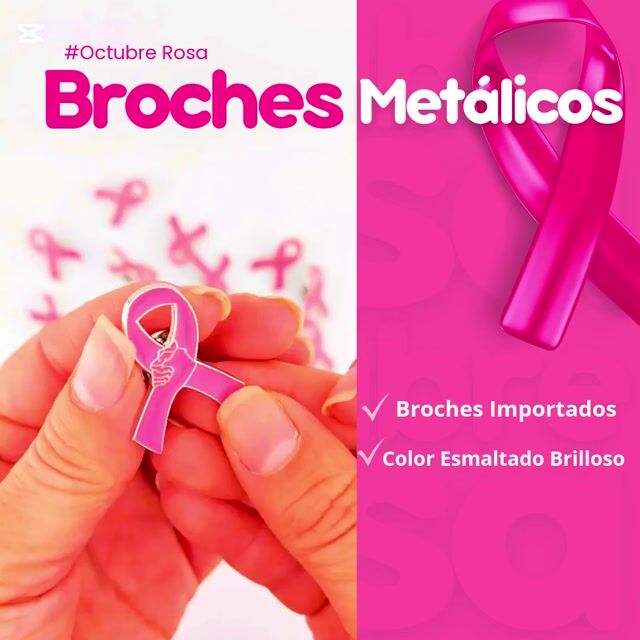 BROCHE METALICO DE OCTUBRE ROSA CON MANITO