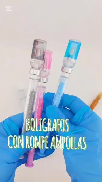 BOLIGRAFO DE JERINGA CON TAPA DE ROMPE AMPOLLAS